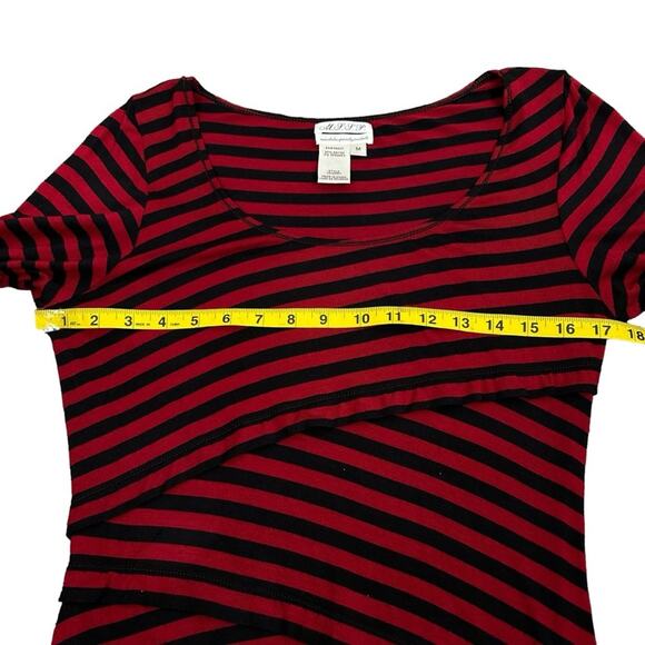 Max Studio Knit Dress Red Navy Blue Stripe Bandeau Panels Stretchy Size M - Picture 6 of 9